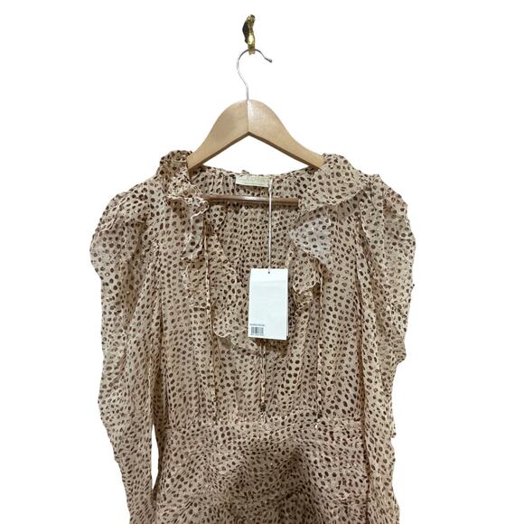 Ulla Johnson Cecily Metallic Dot Long Sleeve Silk Blend Dress Size 8 - Picture 13 of 14